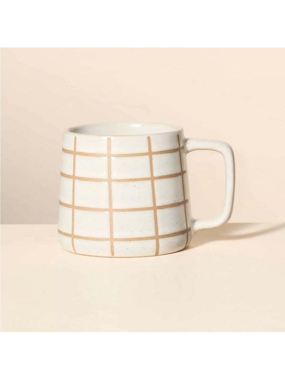 Hearth & Hand Magnolia 13oz Grid Reactive Glaze Tapered Stoneware Mug Cream